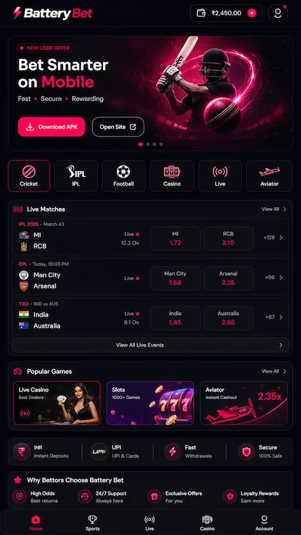 Battery Bet mobile app preview